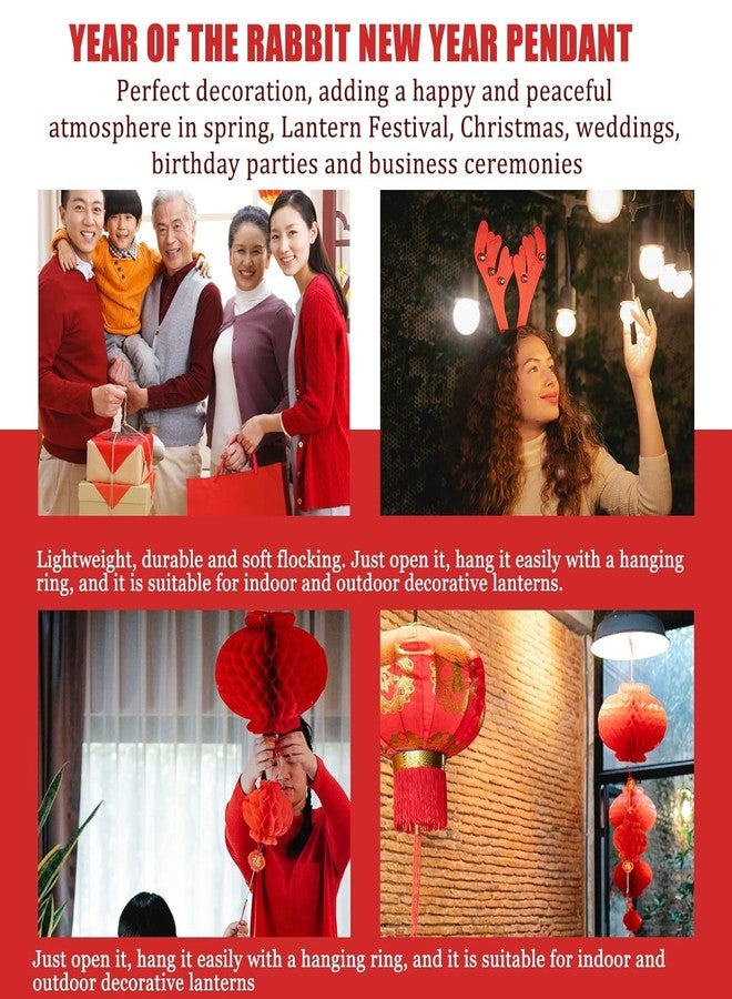 VINSU Chinese Lantern Decorations Set, New Year Celebration Indoor Ornamentation, Red, Pack of Multiple 30 Pieces - Image 5